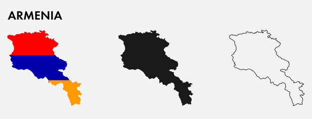 Set of Armenia map isolated on white background, vector illustration design