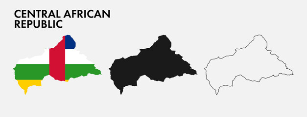 Set of Central African Republic map isolated on white background, vector illustration design
