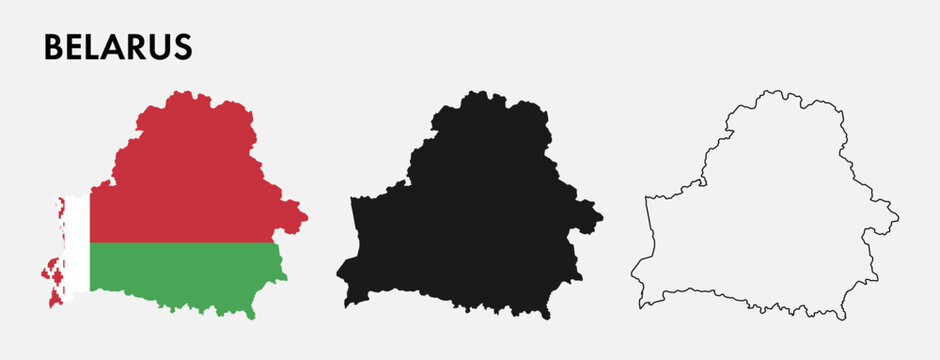 Set of Belarus map isolated on white background, vector illustration design
