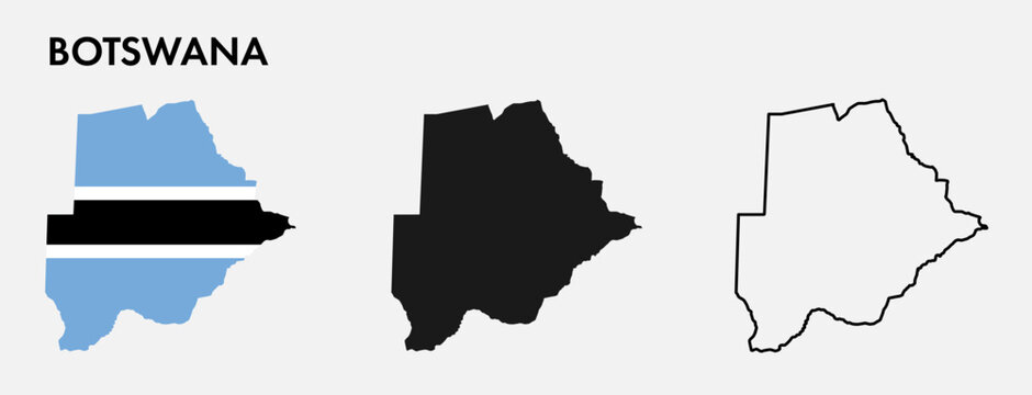 Set of Botswana map isolated on white background, vector illustration design