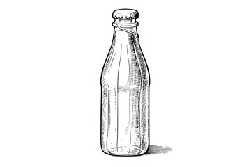 Glass bottle of soda. Ink sketch of cola hand drawn vintage vector illustration