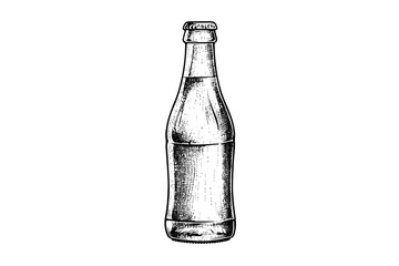 Glass bottle of soda. Ink sketch of cola hand drawn vintage vector illustration - obrazy, fototapety, plakaty