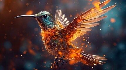 Stunning Hummingbird Made of Illuminated Fiber Optic Liquid Metal