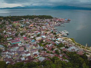 Aerial View of Namlea City in Buru Island, Maluku