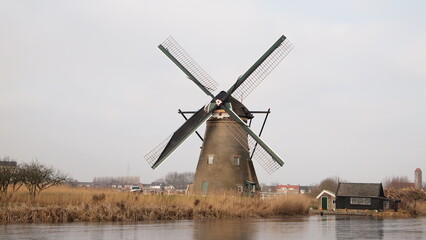 A giant windmill in Kinderdijk