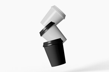Coffee cup mockup, mix of black and white colors on a white background