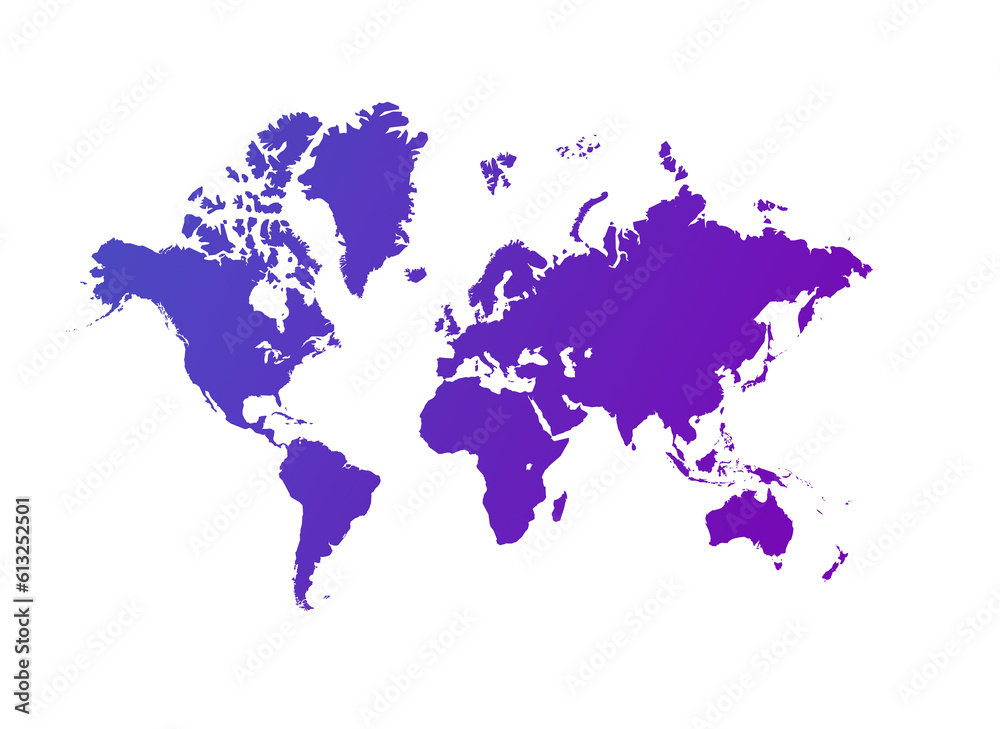 Wall mural Purple world map illustration on a transparent background