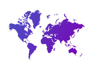 Purple world map illustration on a transparent background