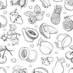 Healthy fruit hand drawn seamless vector texture