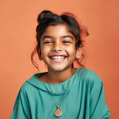 portrait of a smiling indian small girl generative ai