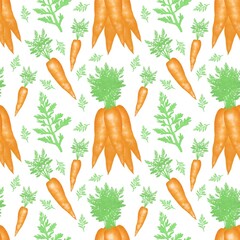 seamless pattern with carrots, Watercolor seamless pattern, Design for packing, decor, kids, cards