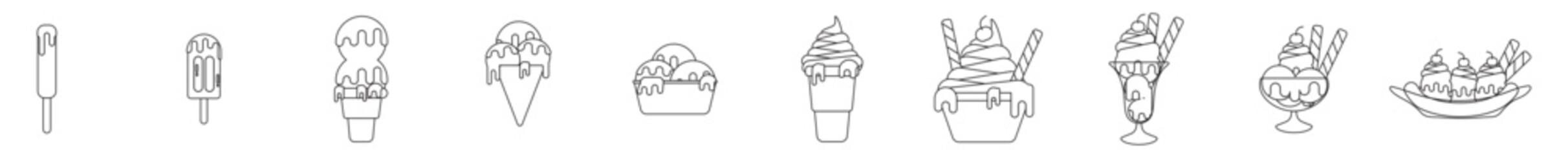 Ice Cream Outline Set
