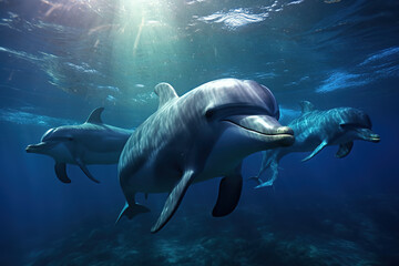 Fototapeta na wymiar Bottlenose dolphin in ocean