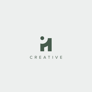 Modern alphabet letter IH HI unique logo vector template illustration.