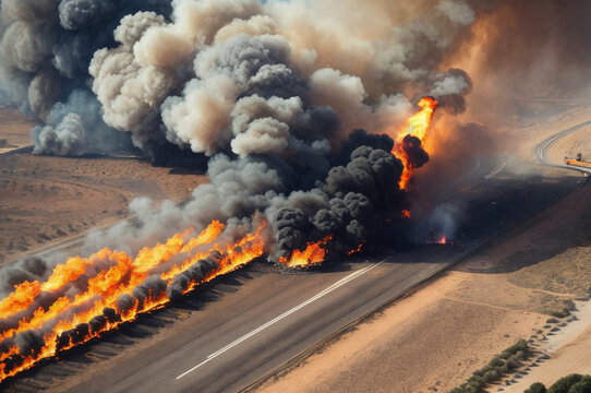 explosions on the road. generative ai