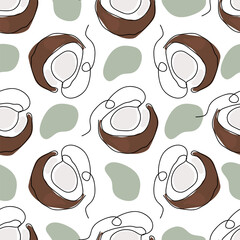 coconut seamless pattern one line