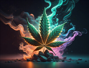 Fototapeta na wymiar Illustrations of Weed with various effects created using an AI generator
