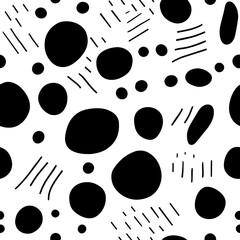 memphis black and white vector organic shapes drawing pattern