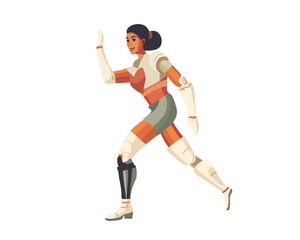 Fototapeta na wymiar Woman with prosthetic arm and leg