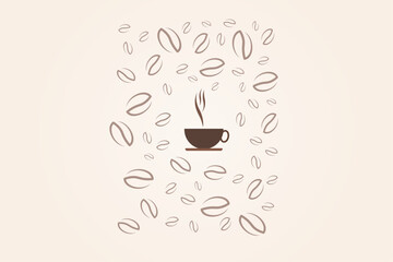 Coffee pattern background vector. Vector coffee cup illustration.