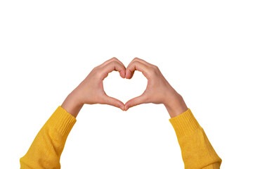 Hands making heart shape, love symbol isolated on transparent background