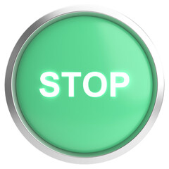 Stop button. 3D button. 3D illustration.