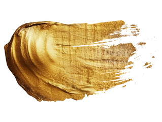 Golden brushstroke isolated on transparent or white background, png