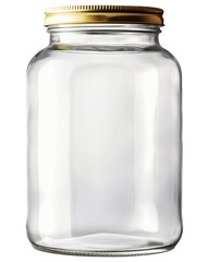 Empty glass jar isolated on transparent or white background, png