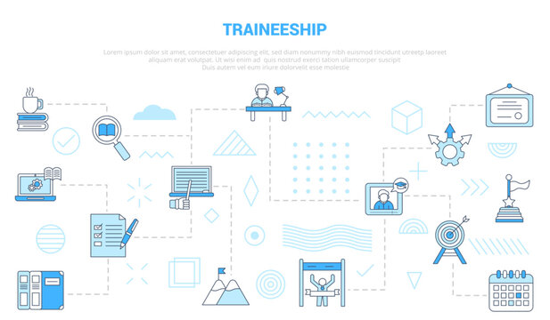 traineeship concept with icon set template banner with modern blue color style