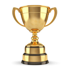Gold trophy cup isolated on transparent or white background, png - obrazy, fototapety, plakaty
