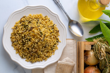 Herbed bulgur pilaf. 