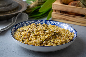 Herbed bulgur pilaf. 