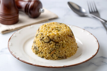 Herbed bulgur pilaf. 