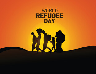 World Refugee day concept Vector Illustration. World refugee day campaign poster or awareness poster template. International Migrants Day concept.
