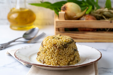 Herbed bulgur pilaf. 