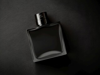 Mockup of black fragrance perfume bottle