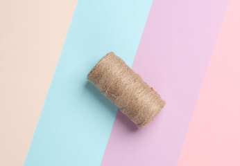 Skein of craft threads on a pastel background