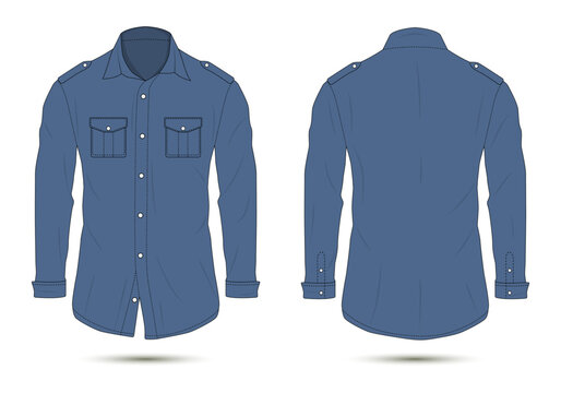 blue button-down formal shirt front and back