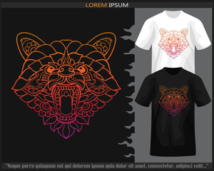 Gradient Colorful raccoon head mandala arts isolated on black and white t shirt.