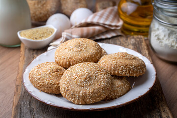 Cookies made with cookie molds named kombe. Traditional local foods of Antakya.