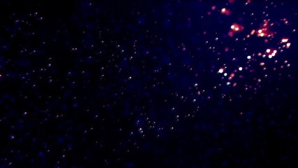 Qubits and subatomic photon light particles spin and swarm in superposition. Concept 3D illustration of the peculiarity of quantum mechanics depicting as trippy mesmerizing golden indigo particles.