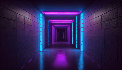 Neon Glowing Blue Purple Cyber Retro Sci Fi Ai generated image