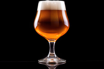 Glass with craft beer. Tap beer in pint glass on black background. Generative AI