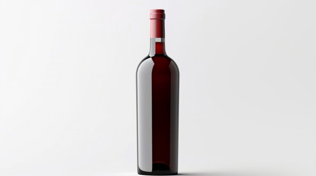 Red wine bottle with a blank label. Generative AI