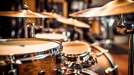 Drums against a blurred background. Generative AI