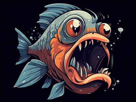 recommend clip art: Angry piranha fish Generative AI