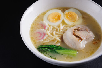 Ramen Japanese noodle isolated in black background