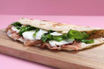 Italian cuisine , Piadina with Italian ham and cheese