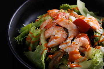 Japanese salad isolated in black background