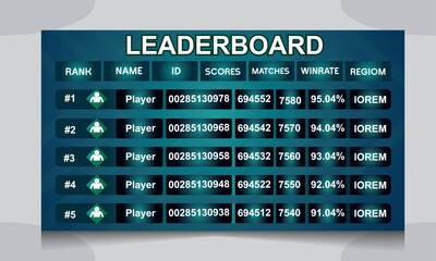 Free vector game leaderboard with abstract background